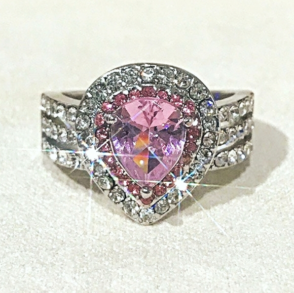 14k Gold Filled Pink Princess Cut Ring - Picture 4 of 4